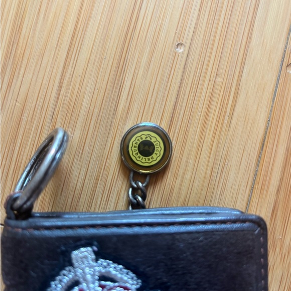 Juicy Couture Black Key & Card Holder with Embroidered Crest - Picture 3 of 7